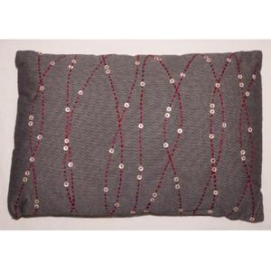 Rectangle cushion 2 sizes m red stitching and buttons