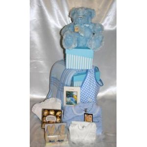 A set of 3 reusable boxes make up this tower filled with goodies for Mother and Baby.