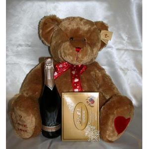 Cuddly Romeo Bear Chocolates and Champagne