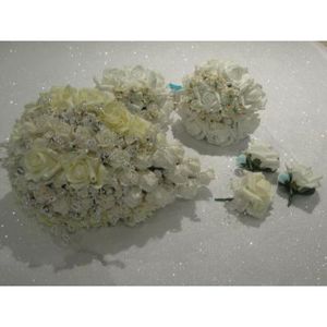 Foam white and cream roses with lost of Bling