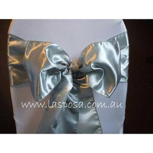 Stunning silver satin chair cover sash.  We use only the best quality satin for our sashes.