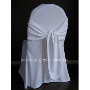Our unique wedding chair covers with an attached sash.  Simple but elegant.