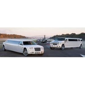 White H2 Hummer Limousine and White Chrysler 300C Limousine