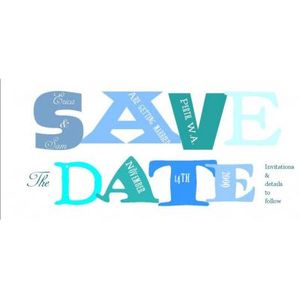 Save the date for a wedding in bold text