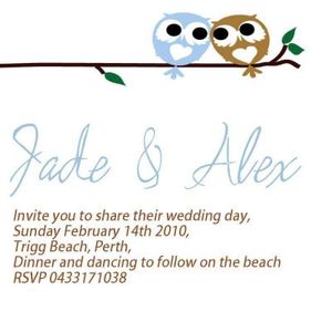 Two hoots wedding invite