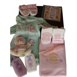 Include items for baby at bedtime. Comes in blue & Pink only.