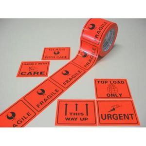 Get Packed supply a large range of printed tapes and labels. Custom printing can also be arranged.
