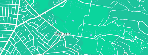 Map showing the location of The Basin Free Range and Grass Fed Meats in The Basin, VIC 3154