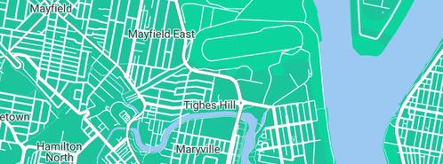 Map showing the location of McAuley Outreach Services in Tighes Hill, NSW 2297