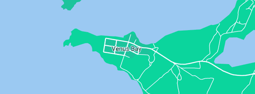 Map showing the location of Venus Bay Beachfront Tourist Park in Venus Bay, SA 5607