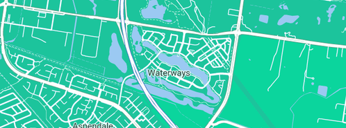 Map showing the location of Waterways Cafe Bar and Restaurant in Waterways, VIC 3195