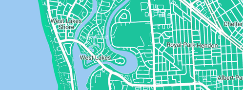 Map showing the location of West Lakes Canoe Club Inc in West Lakes, SA 5021