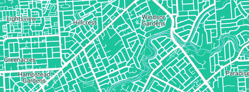 Map showing the location of Ericas Craft Workshops in Windsor Gardens, SA 5087