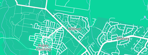 Map showing the location of JIC Services in Willmot, NSW 2770