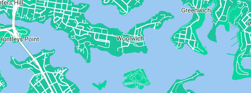 Map showing the location of All in All Party Boxes in Woolwich, NSW 2110