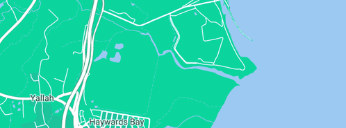 Map showing the location of Hunts Marine in Yallah, NSW 2530