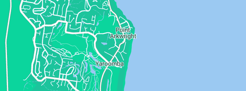 Map showing the location of Vertigo Aerial Imaging in Yaroomba, QLD 4573