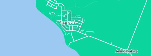Map showing the location of Alyangula Community Library in Alyangula, NT 885