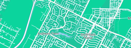 Map showing the location of Palm Tree Pruning Unley in Andrews Farm, SA 5114