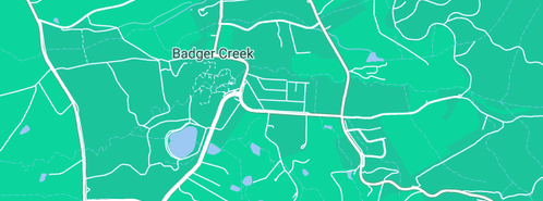 Map showing the location of Badger Creek Blueberry Farm Winery & Cafe in Badger Creek, VIC 3777