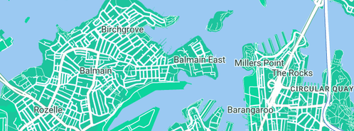 Map showing the location of The Balmain Bug in Balmain East, NSW 2041