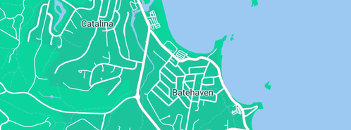 Map showing the location of Casey's Beach Veterinary Clinic in Batehaven, NSW 2536