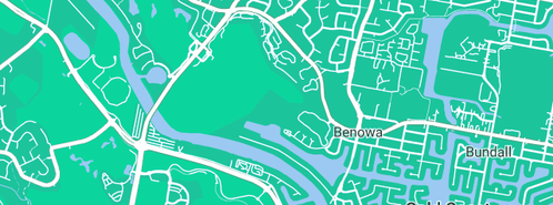 Map showing the location of Gold Coast Regional Botanic Gardens in Benowa, QLD 4217