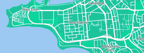 Map showing the location of Geraldton Media in Beachlands, WA 6530