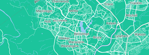 Map showing the location of Performance Edge Physiotherapy in Belconnen ACT