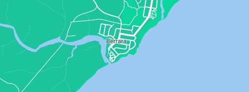 Map showing the location of Berrara Beach Holiday Chalets in Berrara, NSW 2540