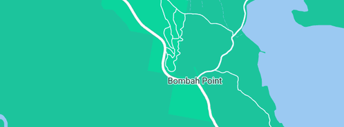 Map showing the location of EcoPoint Myall Shores Resort in Bombah Point, NSW 2423