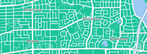 Map showing the location of Stained Glass Overlay in Booragoon, WA 6154