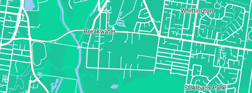 Map showing the location of Scriv's Geelong Bait & Tackle in Breakwater, VIC 3219