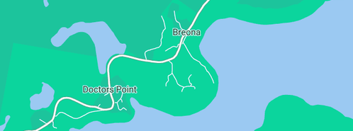 Map showing the location of Clint & Bethanie Creative in Breona, TAS 7304