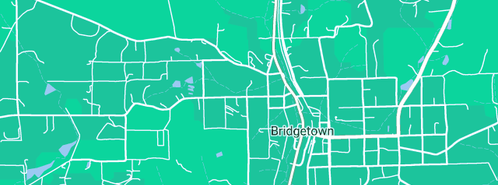 Map showing the location of Bridgetown-Greenbushes Shire Of in Bridgetown, WA 6255