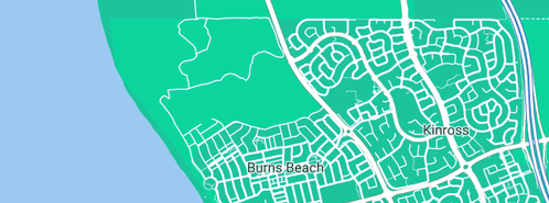 Map showing the location of Electrician Joondalup in Burns Beach, WA 6028