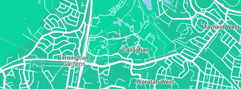 Map showing the location of Kooinda Workbase Child Care Centre in Callaghan, NSW 2308