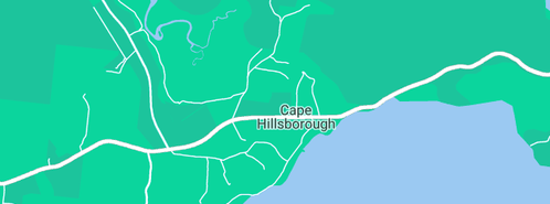 Map showing the location of Cape Hillsborough Nature Resort in Cape Hillsborough, QLD 4740