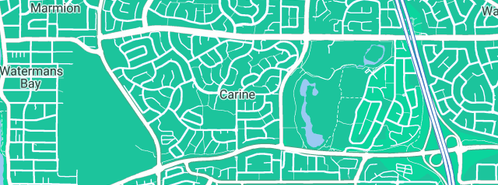 Map showing the location of Carine Gardens Caravan Park in Carine, WA 6020