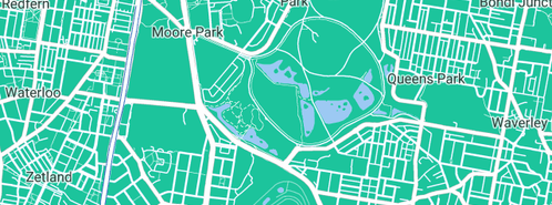 Map showing the location of Pawsitive Vibe Fitness in Centennial Park, NSW 2021
