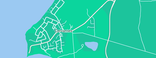 Map showing the location of Cervantes Earthworks in Cervantes, WA 6511
