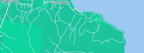 Map showing the location of Montgomery Park Beachside Camp in Coningham, TAS 7054