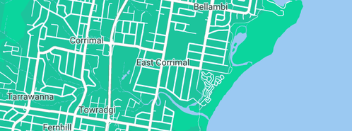 Map showing the location of Gallery Effect Framing in Corrimal East, NSW 2518