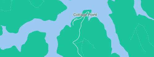 Map showing the location of Akuna Bay in Cottage Point, NSW 2084