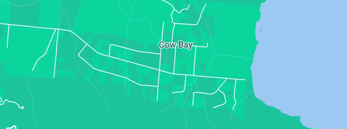 Map showing the location of Cow Bay Homestay B & B in Cow Bay, QLD 4873
