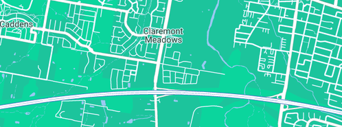 Map showing the location of Web Hosting Australia in Claremont Meadows, NSW 2747