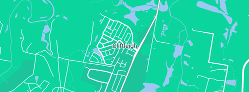 Map showing the location of Cliftleigh Concrete Creations in Cliftleigh, NSW 2321