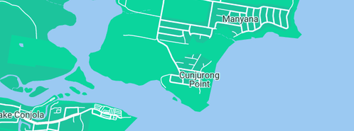 Map showing the location of Don Hearn's Cabins in Cunjurong Point, NSW 2539