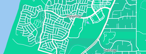 Map showing the location of Top Turfs Professional Lawn Care in Dalyellup, WA 6230