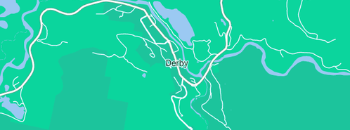 Map showing the location of The Derby Lodge Blue Derby Accomodation in Derby, TAS 7264